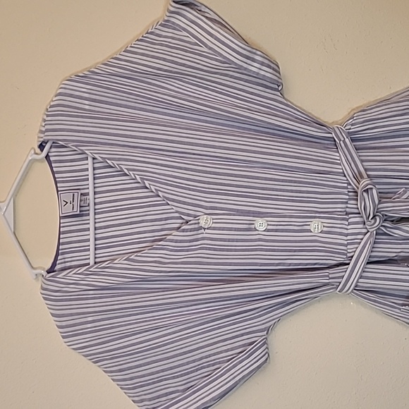 V BY VIOLET WEEKEND Women's Blue/White Striped Jumpsuit - Size 12 - Picture 2 of 15